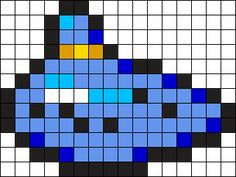 an image of a blue and yellow pixell pattern on a black background with white squares