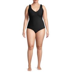 Basic, but definitely not boring. Social Angel's one-piece swimsuit features a plunging neckline and tie details on the straps. A perfect pick for the pool, beach or backyard. Plunge neck, Female, handwash. Size: Missy.  Color: Black.  Age Group: adult. Plunging One Piece Swimsuit, Pool Beach, Online Retail, Plunging Neckline, One Piece Swimsuit, How To Look Better, Diy Projects, Angel, One Piece