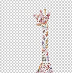 a giraffe made out of many different types of stickers