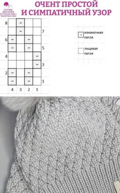 the knitting pattern is shown in russian and english