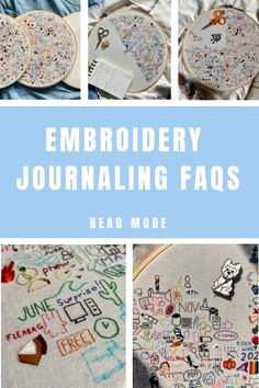 embroidery journal with four different pictures and text