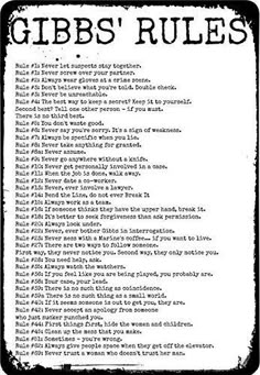 a black and white poster with the words gibs'rules written in english on it