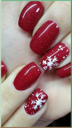 Red Christmas Nails, Holiday Nail Designs, Cute Christmas Nails, Christmas Nails Easy, Christmas Gel Nails, Christmas Nail Art Designs, Blue Nail, Red Nail, Winter Nail Designs