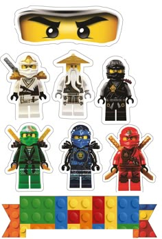 the lego ninjas stickers are all different colors and sizes, including one with black eyes