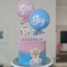 Inspiração de bolo para Chá Revelação de Bebê! #chadebebe #chadebebemagalu #charevelação #menino #menina #decoração Baby Shower Gender Reveal Cake, Baby Reveal Cakes, Baby Shower Cake Designs, Baby Gender Reveal Party Decorations, Gender Reveal Party Games, Pastel Baby Shower, Gender Reveal Party Theme, Idee Babyshower, Baby Shower Deco