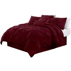 the comforter is maroon and white in color