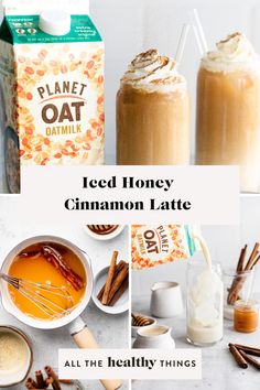 A tasty Iced Honey Cinnamon Latte made with a delicious honey cinnamon syrup and Planet Oat Extra Creamy Oatmilk. This drink is so easy to make, naturally sweetened, and the perfect iced drink to sip on whenever you need a pick me up! Honey Cinnamon Coffee, Honey Cinnamon Latte, Coffee Sweetener, Oatmilk Latte, Creamy Oat Milk, All The Healthy Things, Cinnamon Latte, Strawberry Limeade, What Is Healthy Food