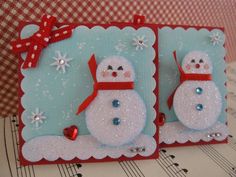 Cute little Snowman Embellishments - Two Peas in a Bucket Embellishments, Red