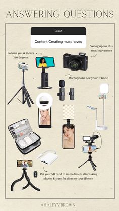 an info sheet showing the contents of a camera and other items that are being used to take