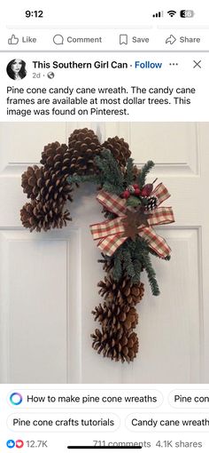 Christmas Pinecone Crafts, Candy Cane Recipe, Pinecone Crafts, Candy Cane Wreath, Christmas Mantel Decorations, Christmas Projects Diy