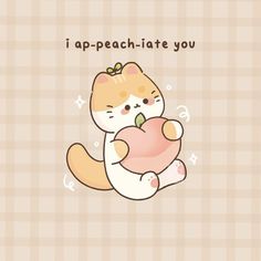 a cat holding a piece of food in it's paws with the caption i app - peach - late you