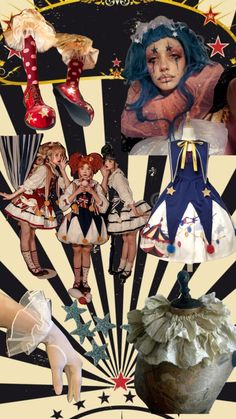 a collage of anime characters and their outfits