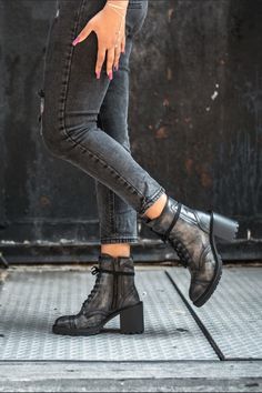 The New & Improved Rebel #LeatherBoots #WomensBoots #FallBooties #NewArrivals #WomensStyle #HighHeels #OOTD #GoodBoots #HighQuality Fall Booties, Grey Leather, Full Grain Leather