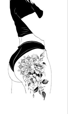 Small Thigh Tattoos, Infinity Tattoo With Feather, Rose Flower Tattoos, Cartoon Character Tattoos, Tattoo Now, Thigh Tattoos, Stylist Tattoos, Thigh Tattoos Women, Cute Tattoos For Women