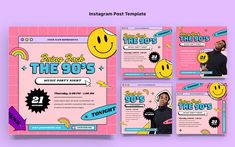 the 90's music party flyer template