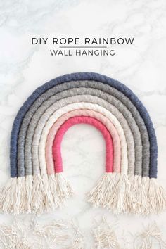 the diy rope rainbow wall hanging with fringes