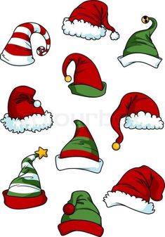 christmas hats with different colors and designs