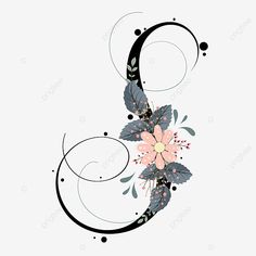 the letter c with flowers and leaves on it, font, alphabet, floral png and psd