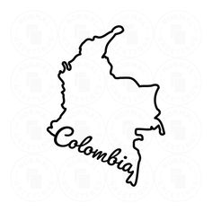 the outline of the state of columbia in black and white, with the word's capital