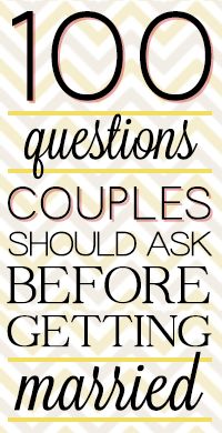 a poster with the words 100 questions couples should ask before getting married