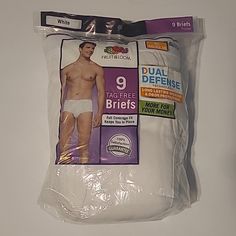 These Are Brand New Fruit Of The Loom Tag Free Briefs. There Are 9 Briefs In The Package. They Are The Color White. They Are Size Xl (40-42 In). Dual Defense Technology. Long Lasting Wicking And Odor Protection. New Fruit, Fruit Of The Loom, The Loom, Briefs, Defense, Loom, Color White, Long Lasting, Socks