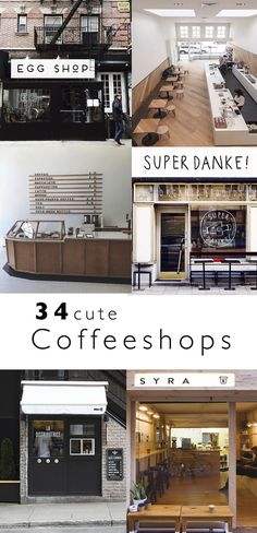 four different coffee shops with the words super danke on them