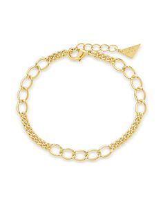 Love unique links? This bracelet features both wide and narrow chain links, creating a look that's truly one of a kind! Wear this gorgeous accessory in gold or silver tone. Materials: 14K gold or rhodium plated brass Features: Measures 6.5" with 1" extender, 0.2" width, Lead & Nickel free, lobster clasp Modern Cuban Link Bracelet With Chunky Chain, Modern Chunky Cuban Link Bracelet, Metal Chain Bracelet With Rectangular Links, Trendy Stainless Steel Chain Bracelet With Gold Chain, Trendy Stainless Steel Gold Chain Bracelet, Metal Cuban Link Bracelet With Oval Links, Classic Metal Chain Bracelet With Adjustable Chain, Classic Metal Bracelet With Chunky Chain, Modern Gold Bracelet With Adjustable Chain