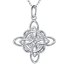 PRICES MAY VARY. Four corner knot celtic design! A symbol of strength and protection. Celtic knots are complete loops that have no start or finish and could be said to represent eternity, means loyalty, faith, friendship or love. Only one thread is used in each design which symbolizes how life and eternity. Pendant width: 0.87 inch; 1.5 mm Chain length: 18+2 inches, lobster clasp; Total weight: about 4.33 g. Material: 925 sterling silver, tarnish resistant, nickel-free, lead-free, cadmium-free; Knot Magic, Witch's Knot, Silver Celtic Jewelry, Triquetra Necklace, Trinity Necklace, Celtic Knot Pendant, Celtic Knots, Celtic Design, Irish Jewelry