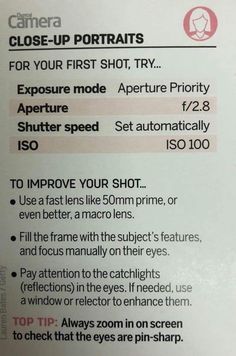 a close up of a sign with instructions on how to use the camera for shooting