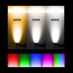 three different colored lights are shown with the same color as each light in this image