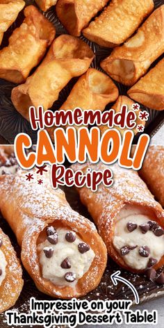 an advertisement for homemade cannoli recipe with chocolate chips