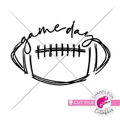 a football with the word gameday written on it and an outline of a football