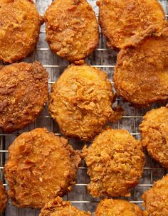 some fried food is on a cooling rack