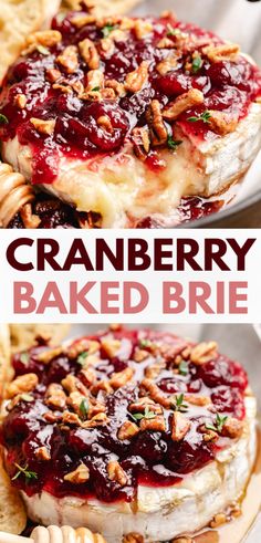 Two photos of baked brie topped with cranberry in a collage. Brie Cranberry Appetizer, Cranberry Baked Brie, Brie Tart, Cranberry Appetizer, Brie Recipes Appetizers, Cranberry Bites, Baked Brie Appetizer, Baked Brie Recipes, Brie Cranberry