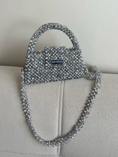 Silver Beaded Crystal Bags, Silver Crystal Beaded Bags, Luxury Silver Beaded Bag, Silver Beaded Pouch Evening Bag, Luxury Silver Beaded Evening Bag, Hand Bags For Women, Sac Diy, Women Aesthetic, Beaded Evening Bags