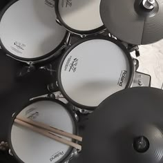 a group of drums sitting next to each other