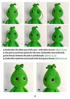 instructions to make a crocheted green frog stuffed animal from the movie how to train your dragon