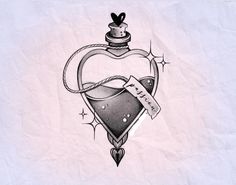 a drawing of a heart with a crown on top and a banner in the middle