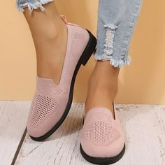 Category:Slip-Ons; Upper Materials:Knit; Season:Fall,Spring; Heel Type:Flat Heel; Gender:Women's; Toe Shape:Round Toe; Style:Minimalism,Casual; Heel Height(inch):1-2; Outsole Materials:Rubber; Occasion:Daily; Closure Type:Loafer; Pattern:Solid Colored; Listing Date:09/21/2022; Production mode:Self-produce; 2023 Trends:Comfort Shoes; Foot Length:; Foot Width:; Size chart date source:Provided by Supplier.; US Size:null; UK Size:14.5; EU Size:50 Flat Leather Shoes, Casual Shoes Women Flats, Women's Slip Ons, Loafers Online, Rosy Pink, Knitting Women, Slip Ons, Loafers For Women