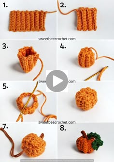 instructions to crochet an orange pumpkin