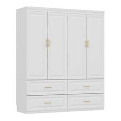 a white wardrobe with two doors and drawers