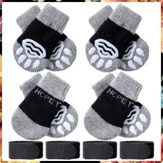 Frienda 8 Pieces Pet Knit Socks Anti-Slip Dog Cat Socks Adjustable Paw Protector for Small Gray Stretch Anti-odor Socks, Dog Non Slip Socks, Black Cotton Anti-odor Socks, Paw Protector, Cute Cat Design Socks For Winter, Socks With Dogs On Them, Chinese Crested Dog, Cat Socks, Dog Socks