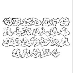 the letters are drawn in black and white, with different font styles on it's sides