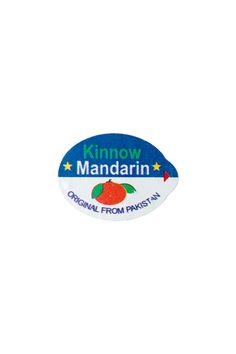 an oval sticker with the words,'kmow mandarin original from pakistan '