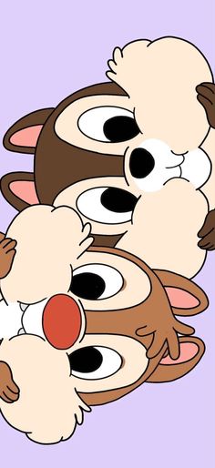 three cartoon animals with different facial expressions on their faces, one is brown and the other is white