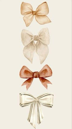 four bows are shown in three different colors