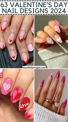 Nail Art Designs For Valentines Day, Valentine Ombre Nails Design, Red Nail Designs Valentines Ideas, Valentines Nail Art Designs Heart Simple, Classic Valentines Day Nails, Valentines Day Nails Neutral, Simple Valentines Nails Almond Shape, Valentine Manicure Ideas, Valentine’s Day Nail Ideas Short