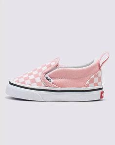 Vans | Toddler Slip-On V Checkerboard Powder Pink/True White Shoes Pink Canvas Shoes With Rubber Sole And Round Toe, Pink Canvas Shoes With Round Toe And Rubber Sole, Pink Canvas Shoes With Rubber Sole, Pink Non-slip Canvas Shoes With Round Toe, Pink Sneakers With Rubber Sole, Pink Closed Toe Sneakers With Rubber Sole, Pink Non-slip Sneakers For Spring, Non-slip Pink Sneakers For Spring, Pink Slip-on Canvas Shoes With Rubber Sole