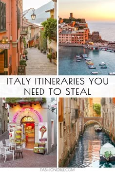 there are many different pictures with the words italy it's timearies you need to steal