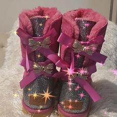 New Sparkly Ugg Boots With Fur I Would Advise To Order 1 Size Larger Than Actual Size As Uggs Run Small Boots With Fur, Fur Boots, Cute Shoes, Ugg Boots, Rain Boots, Pink Ladies, Women Shoes, Boots